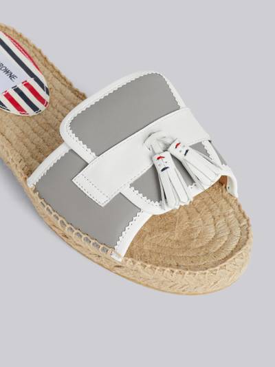 Thom Browne Grey And White Vitello Calf Leather Tassel Espadrille Loafer Sandal outlook