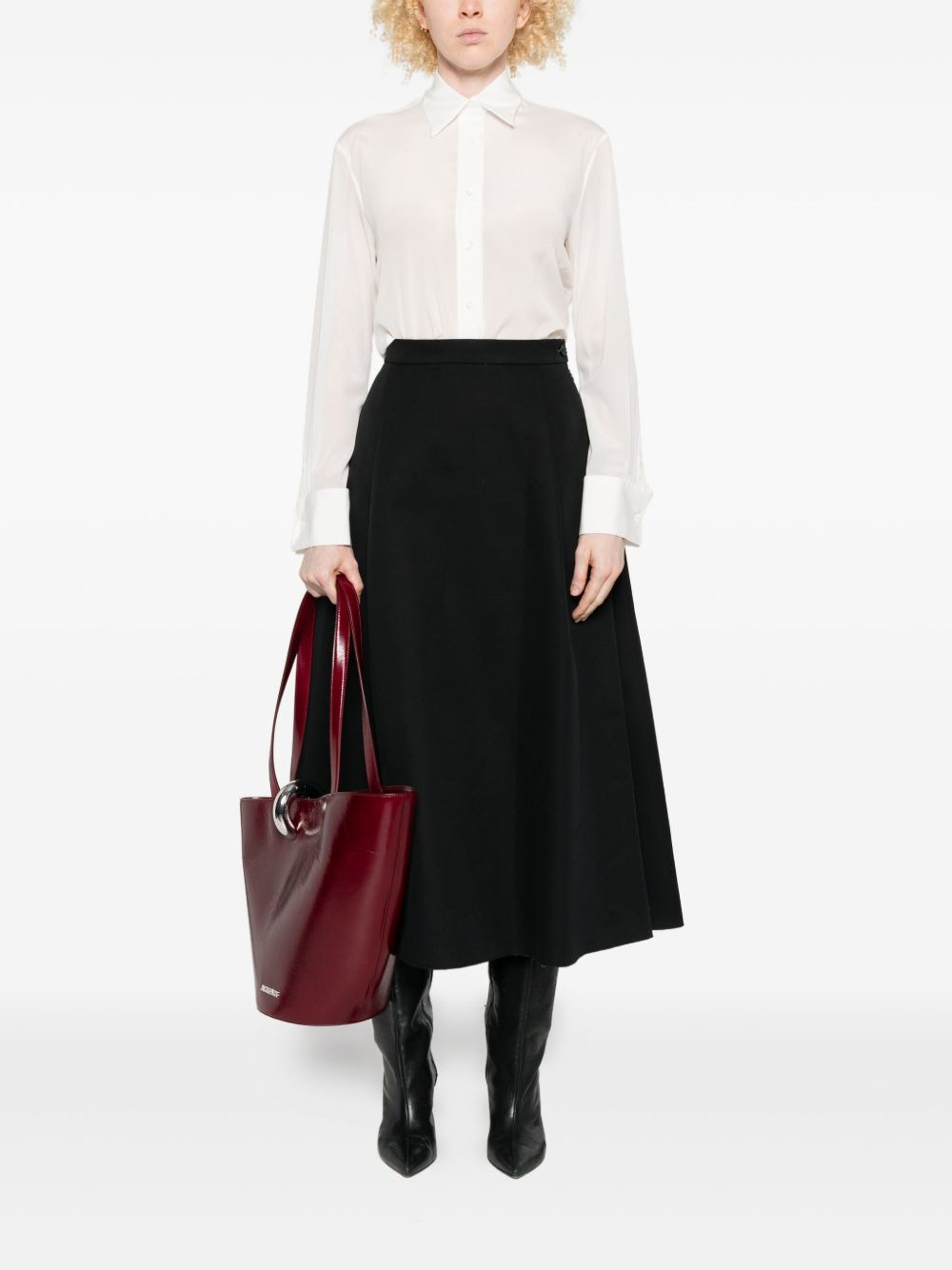 button-detail pleated skirt - 2