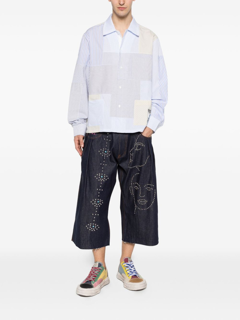 KidSuper stud-embellishment denim shorts outlook