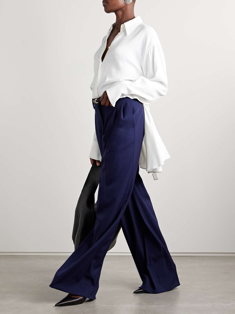 Another Tomorrow Satin-crepe shirt Off-white outlook