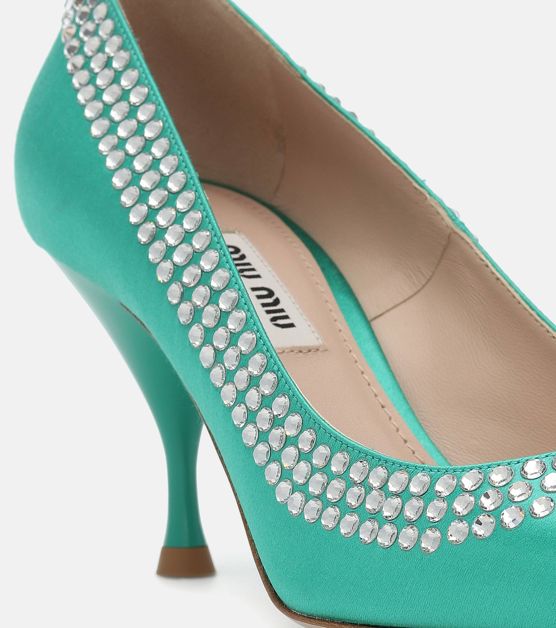 Crystal-embellished satin pumps - 6