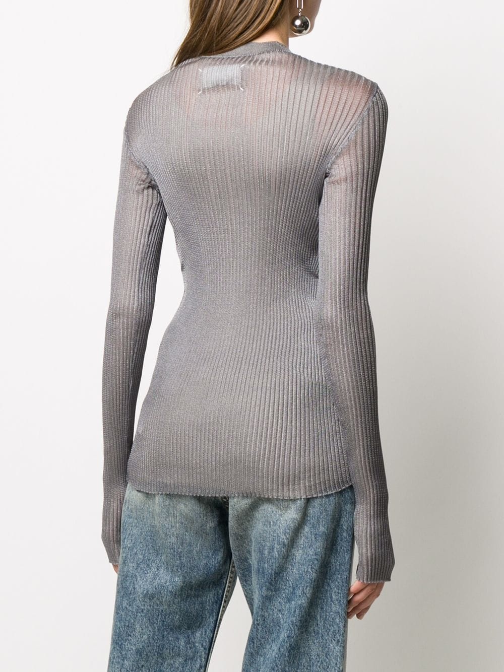 metallic ribbed knitted top - 4