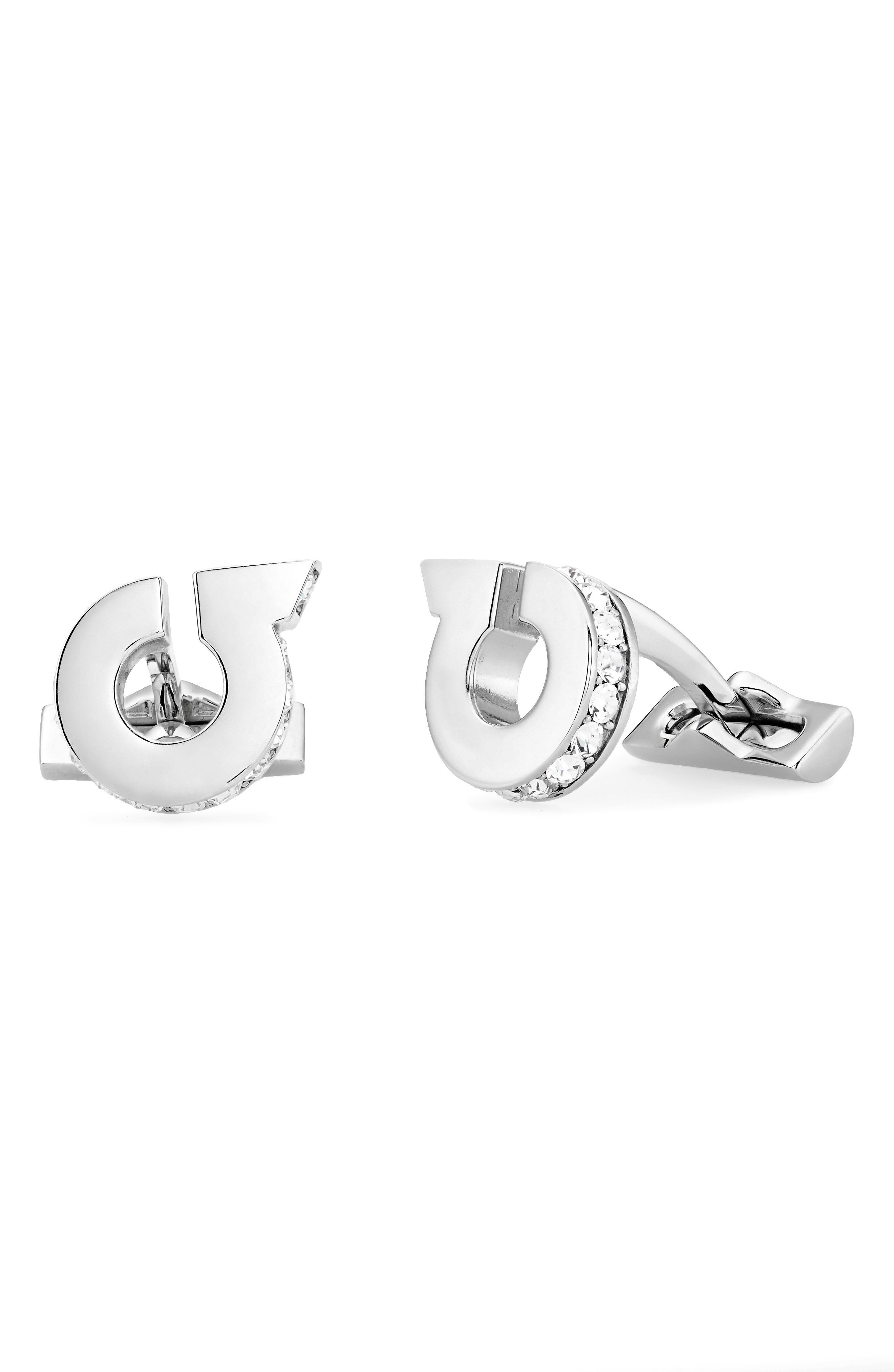 Crystal Embellished Gancio Cuff Links - 1