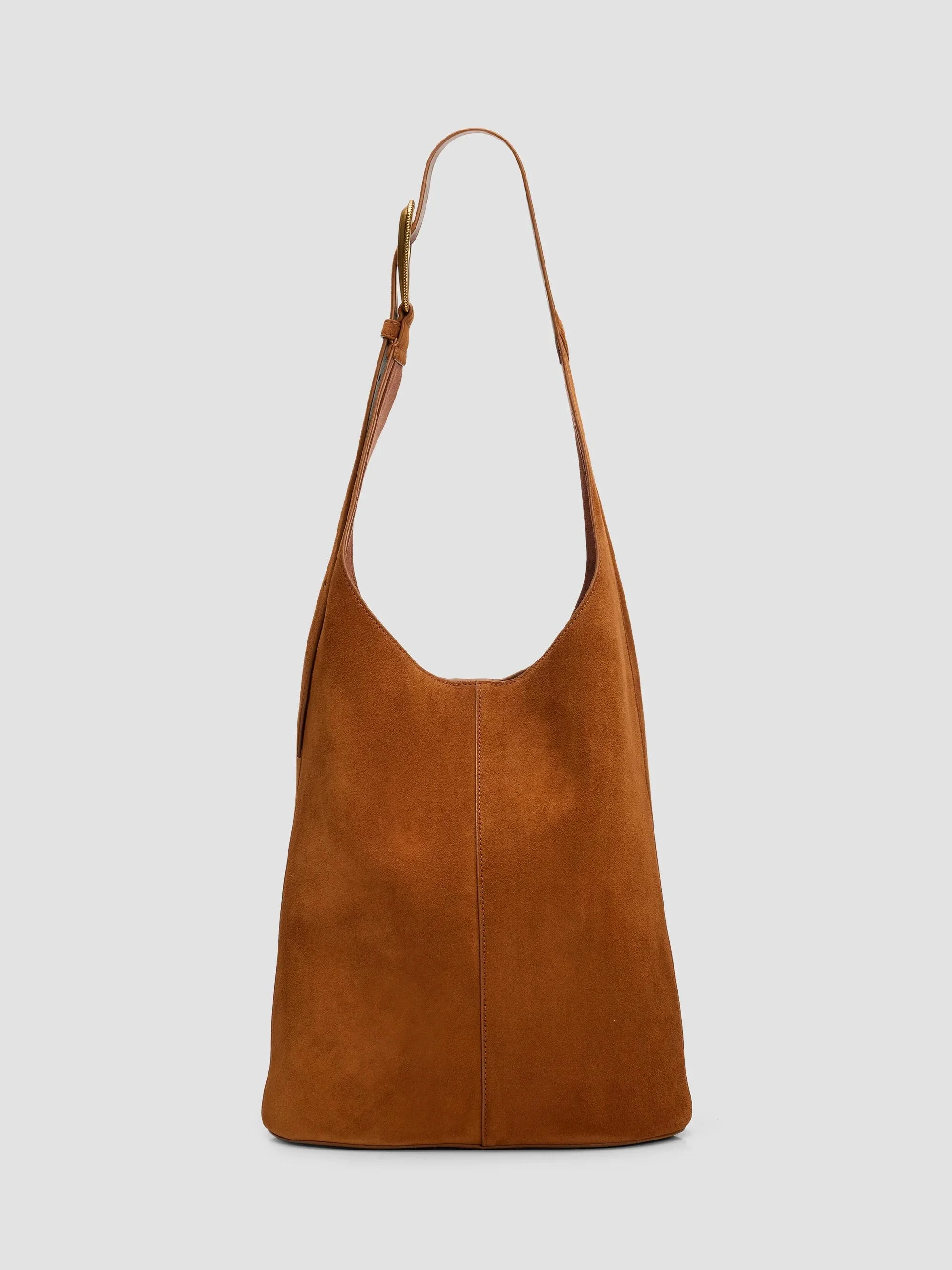 Women's Suede Large Loop Shoulder Bag - Tobacco - 1