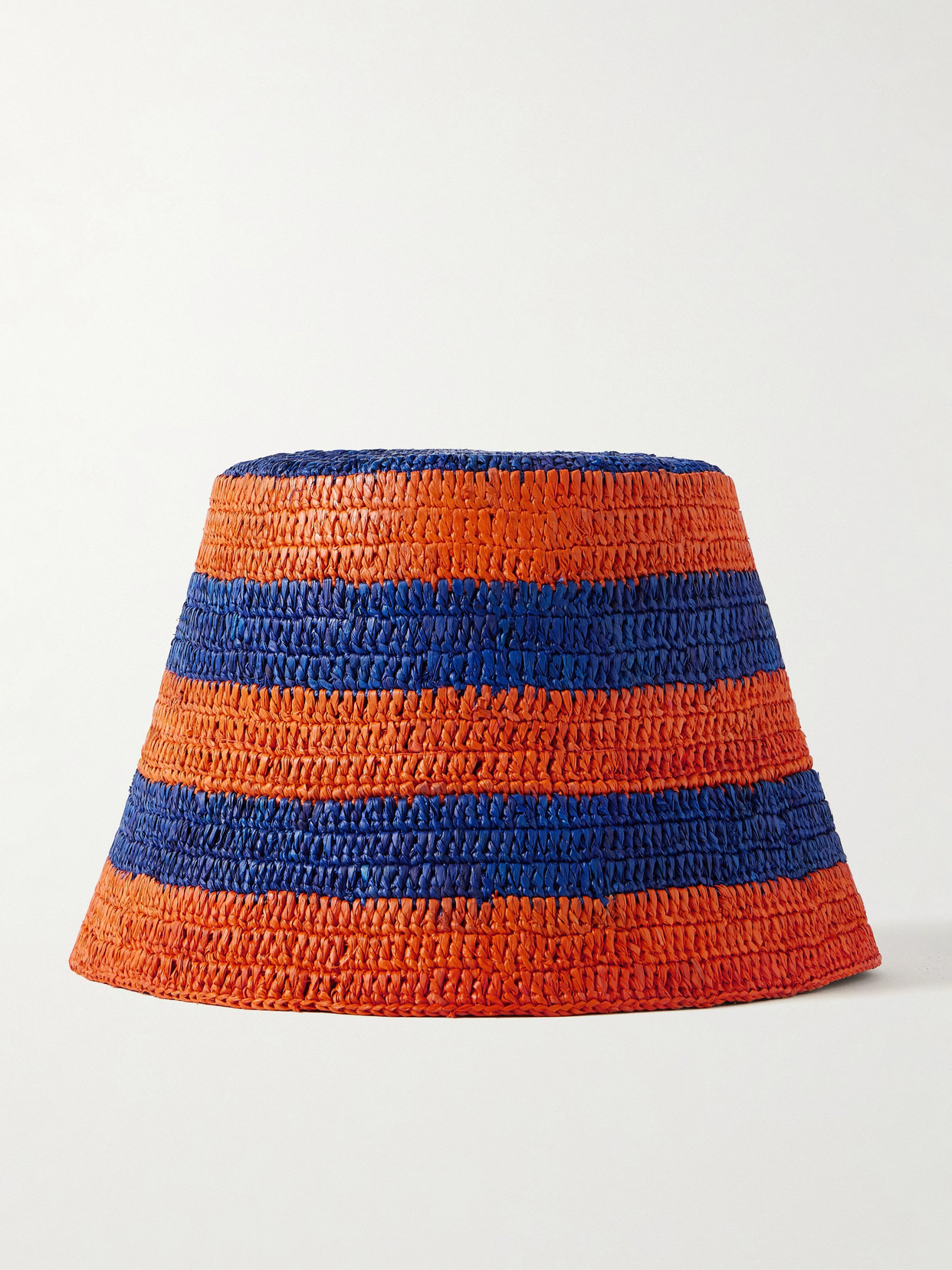 Striped Raffia Bucket Hat - 1