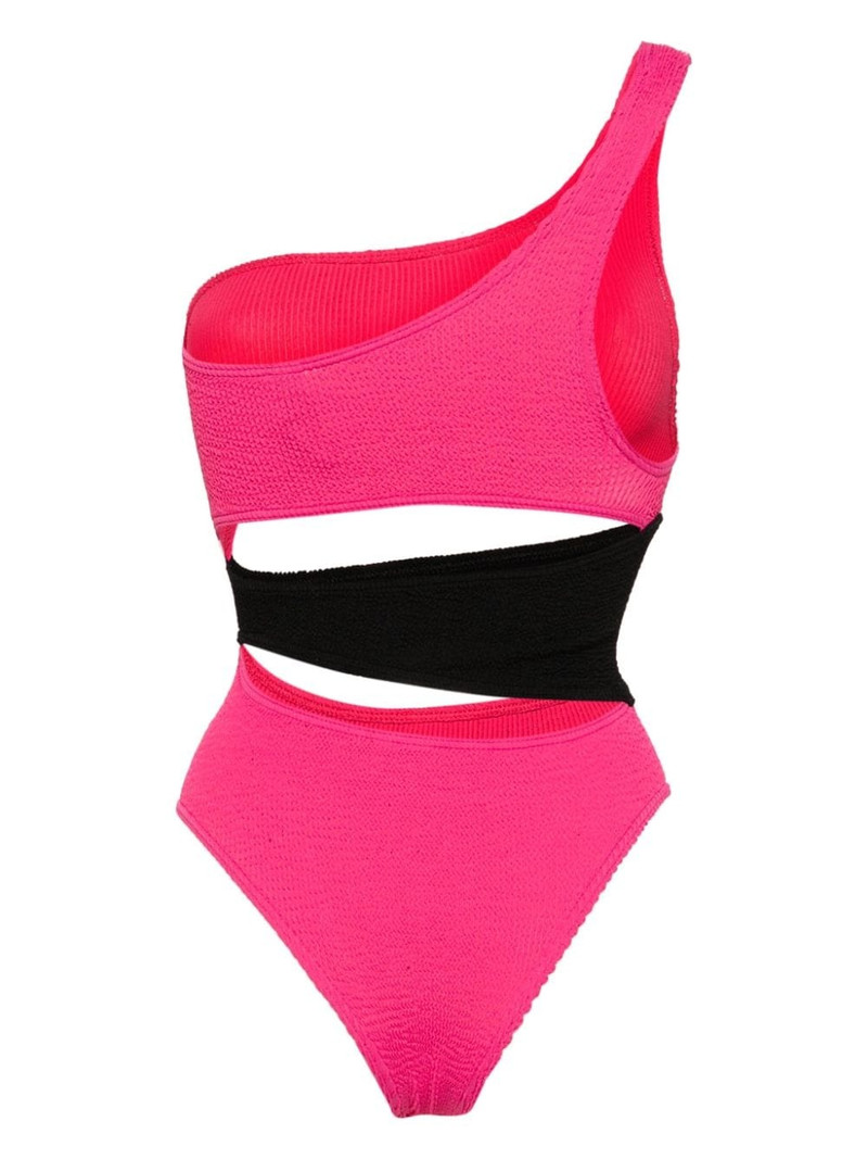 bond-eye Splice cut-out smocked swimsuit outlook