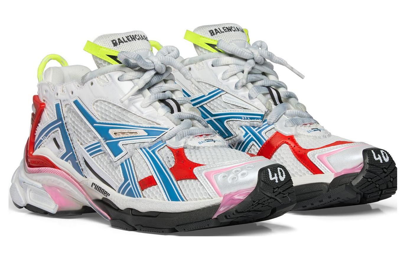 Balenciaga Runner Sneakers 'White Blue Red Mesh and Nylon' 677403W3RB69645 - 3