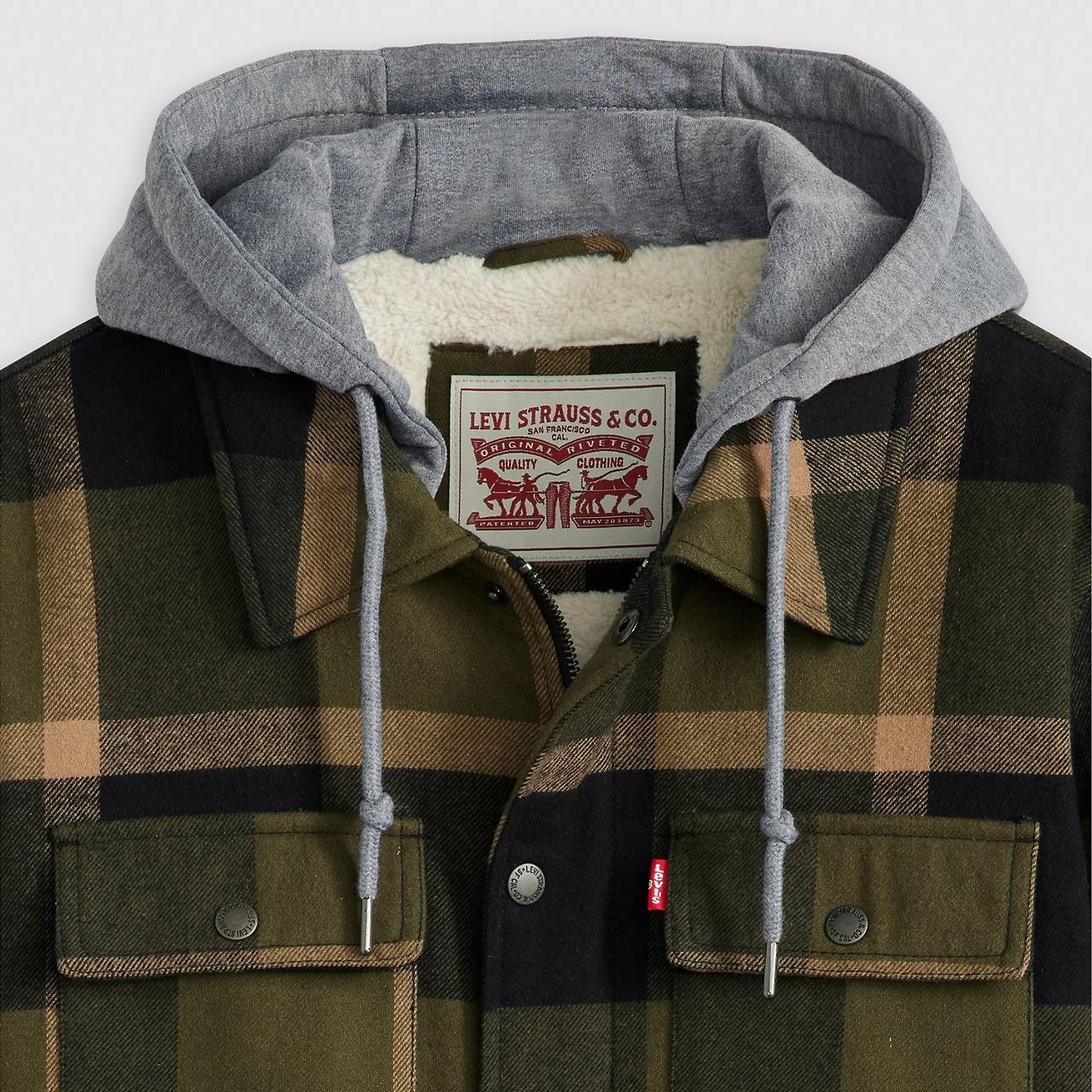 COTTON PLAID SHERPA LINED SHACKET - 4