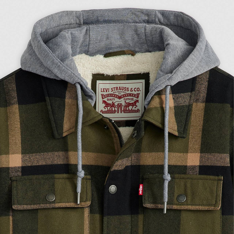 COTTON PLAID SHERPA LINED SHACKET 4