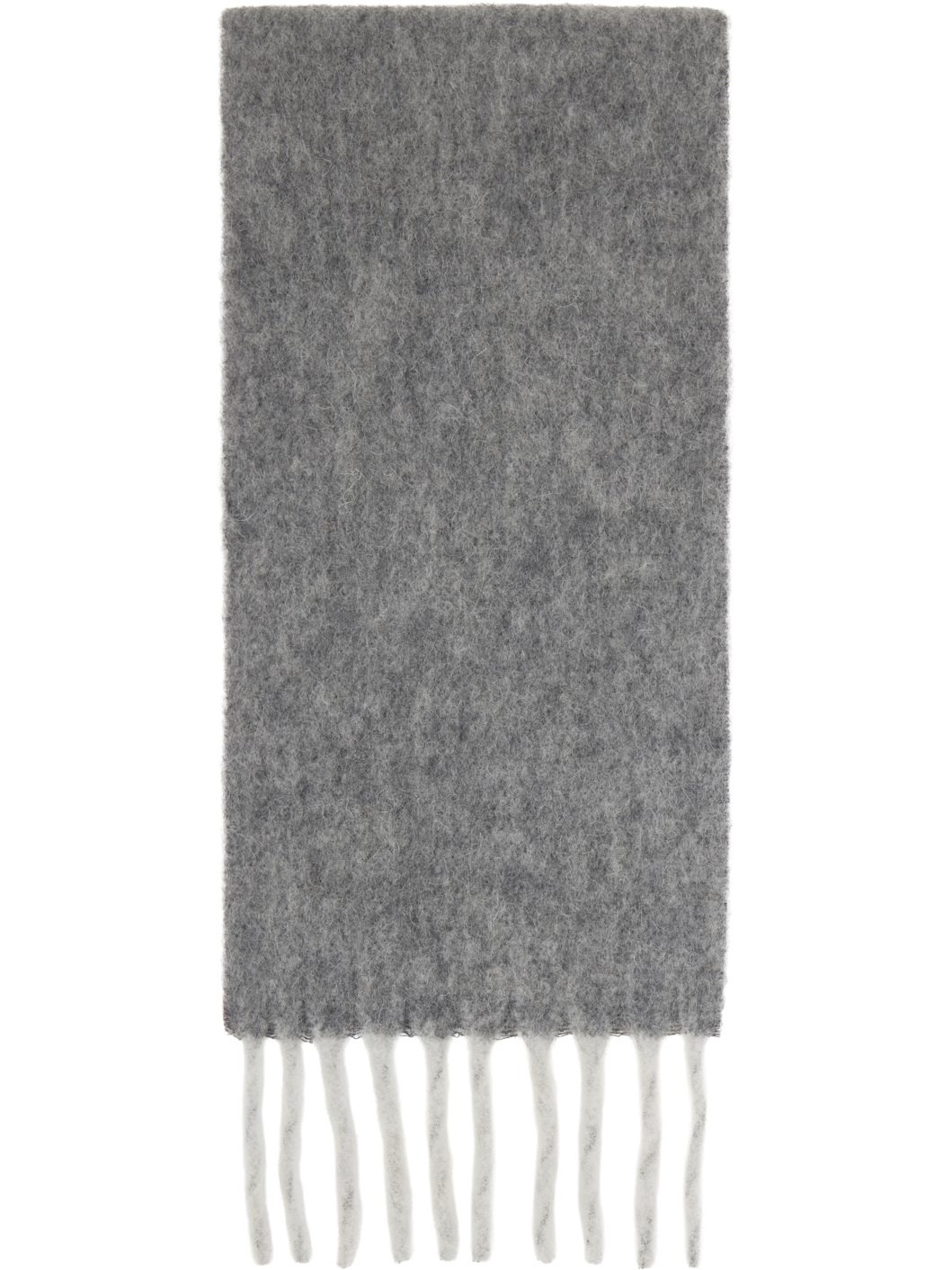 Gray Fringed Alpaca-Blend Mid Scarf - 2