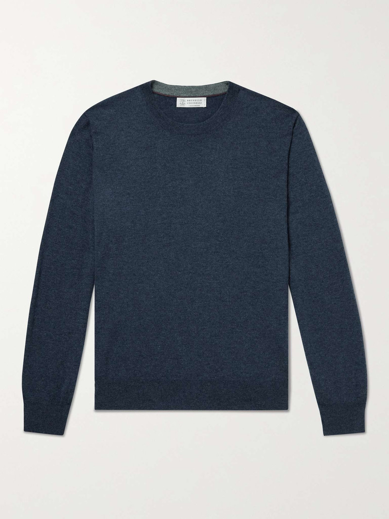Contrast-Tipped Cashmere Sweater - 1