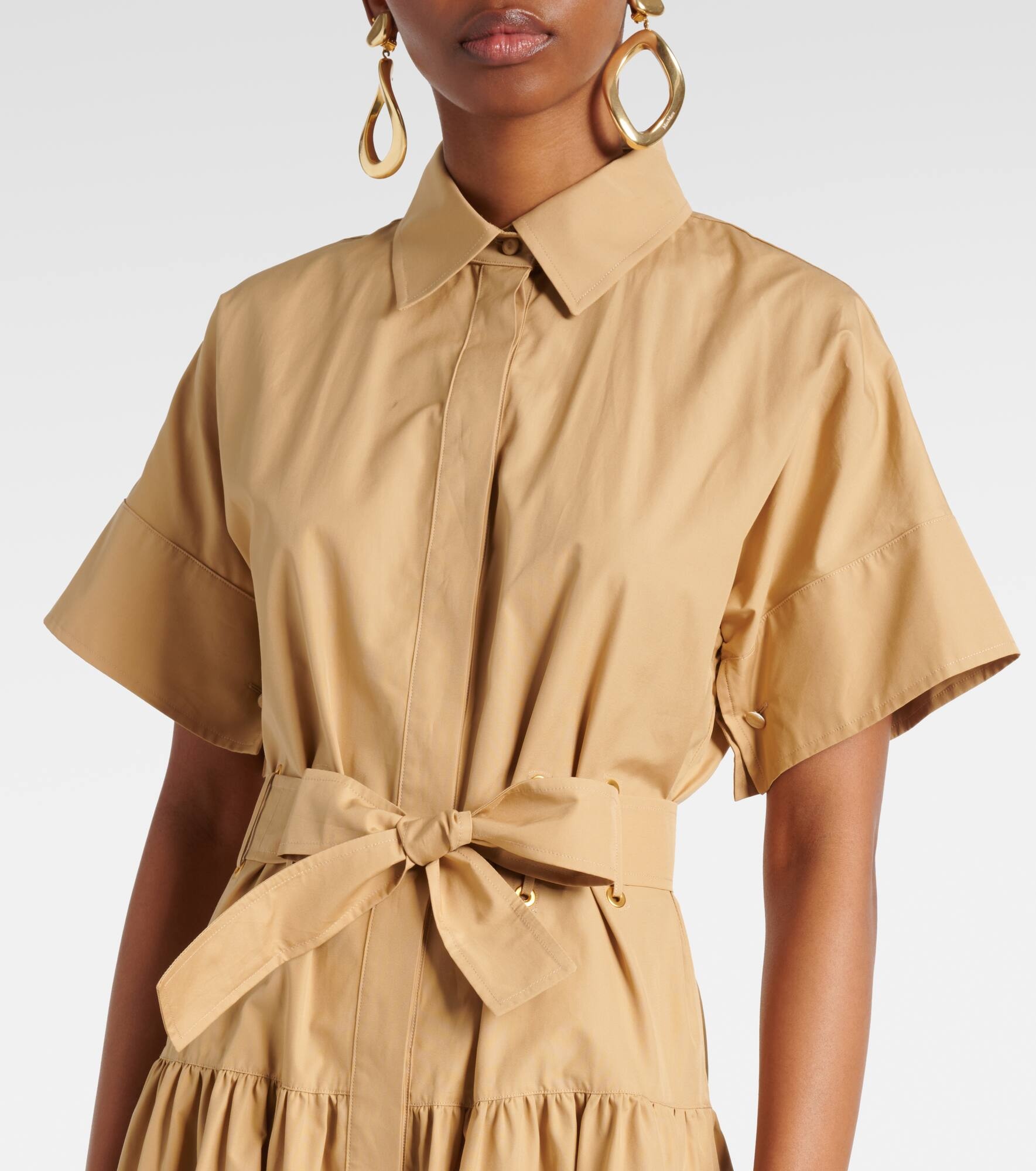 Agoraio pleated cotton shirt dress - 4