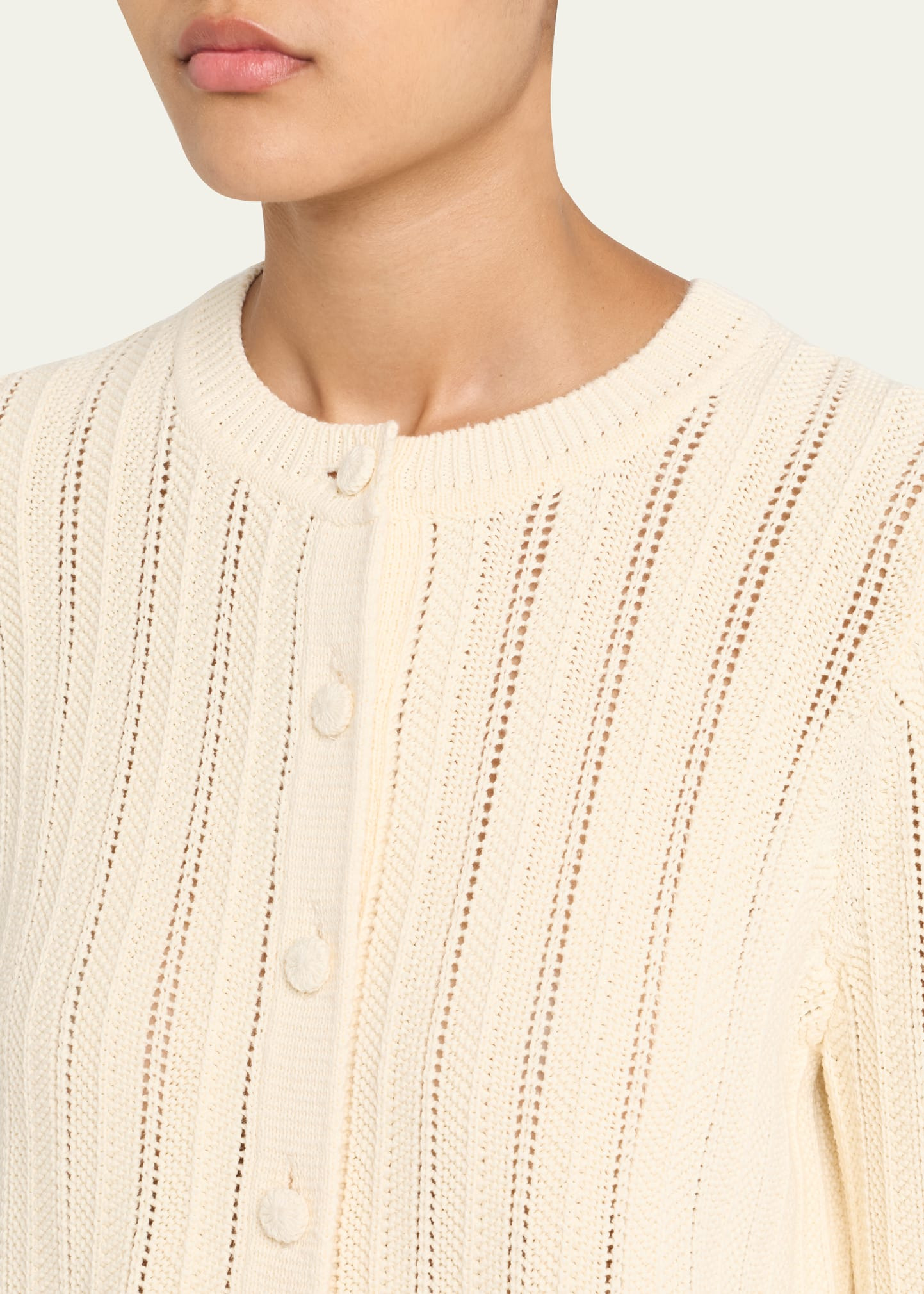 Mariette Pointelle Cotton Knit Cardigan - 5