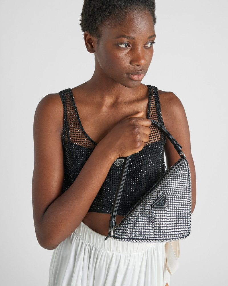 Prada Crystal-studded satin pouch outlook