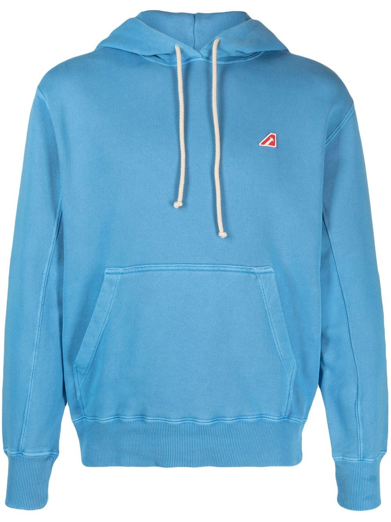 logo-patch cotton drawstring hoodie 1