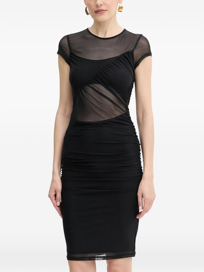 mesh ruched midi dress 1