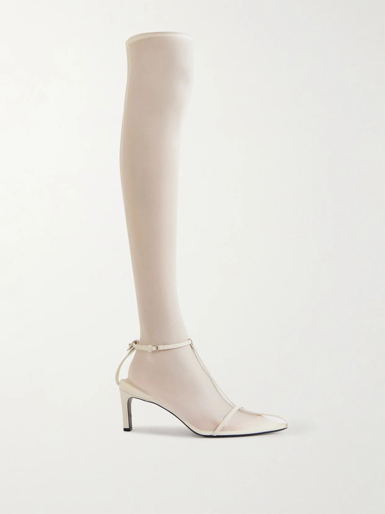 Stretch-mesh And Leather Knee Boots - 1