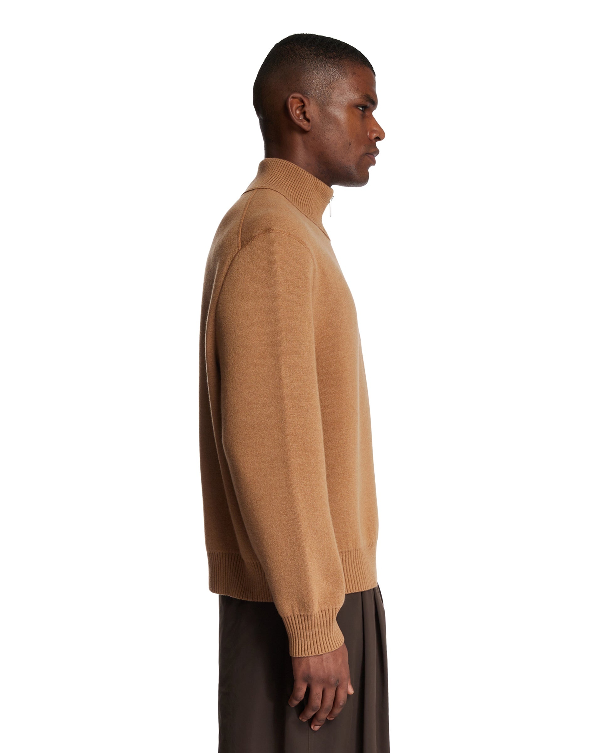 Brown Zip Cashmere Sweater - 5