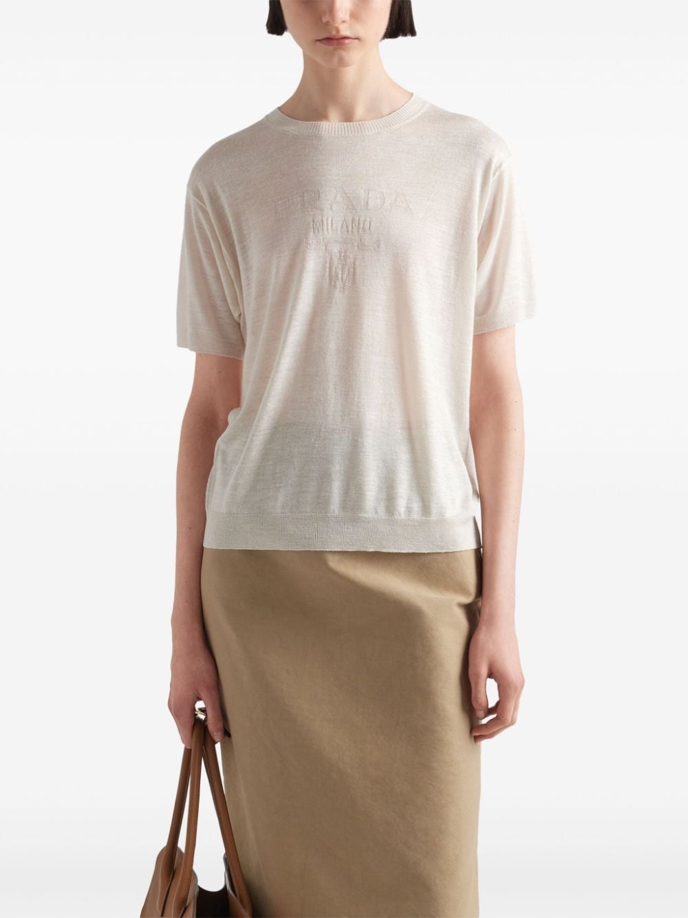 logo-jacquard silk jumper - 4