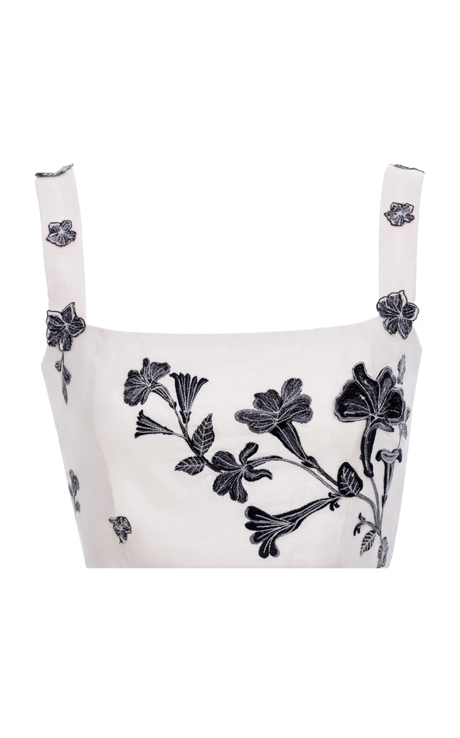 Cacao Gauyacan Embroidered Linen Crop Top ivory - 1