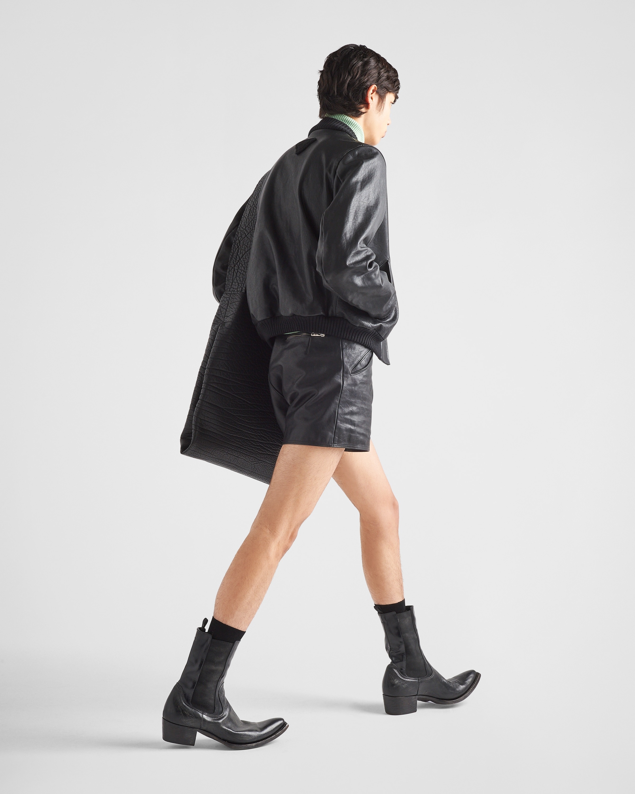 Leather bomber jacket - 5