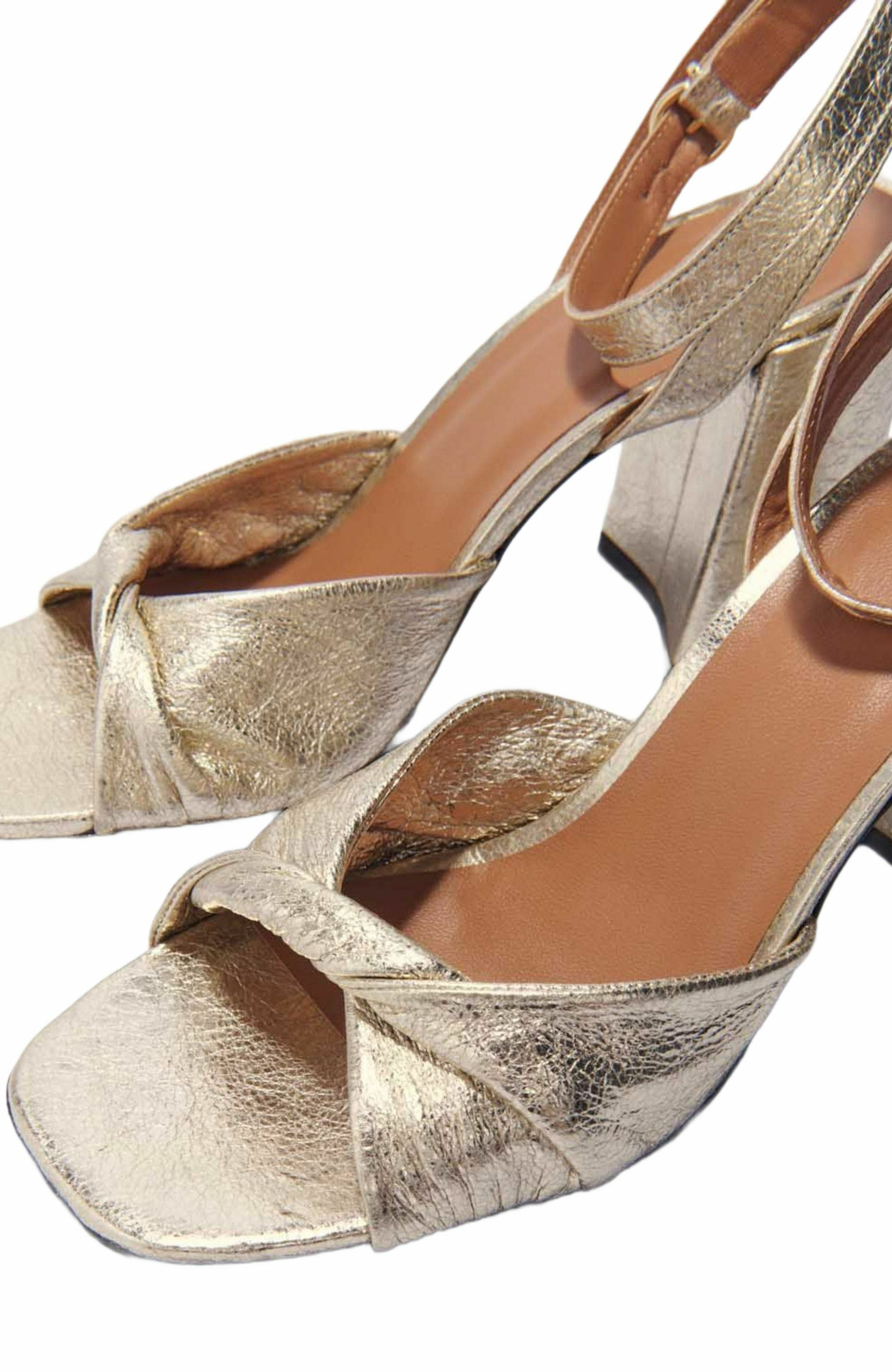 maje Metallic leather sandals with heels in Gold at Nordstrom - 6