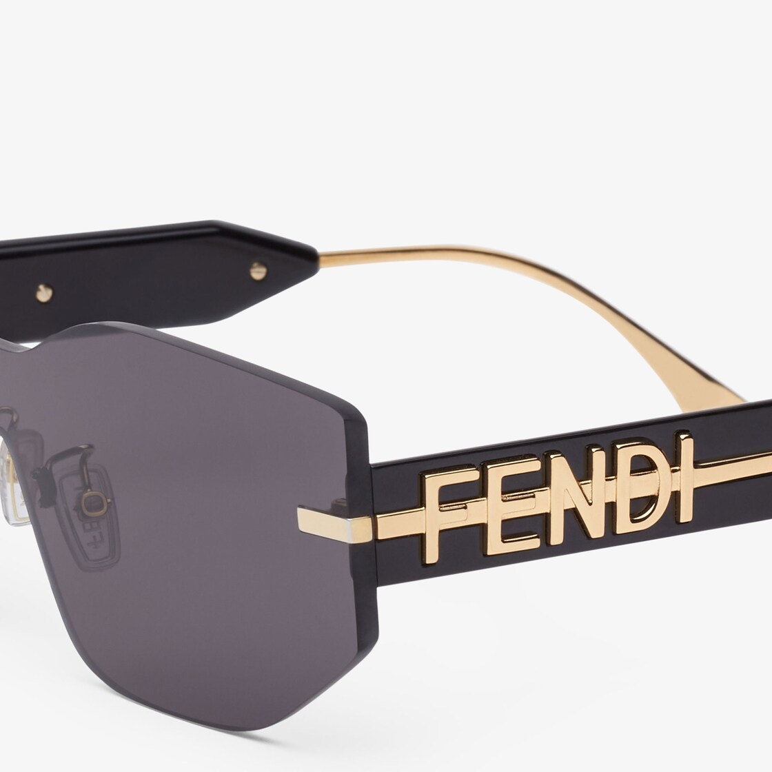 Rectangular Fendigraphy shield sunglasses inspired by the Hobo bag. Temples with in-line gold-colore - 3