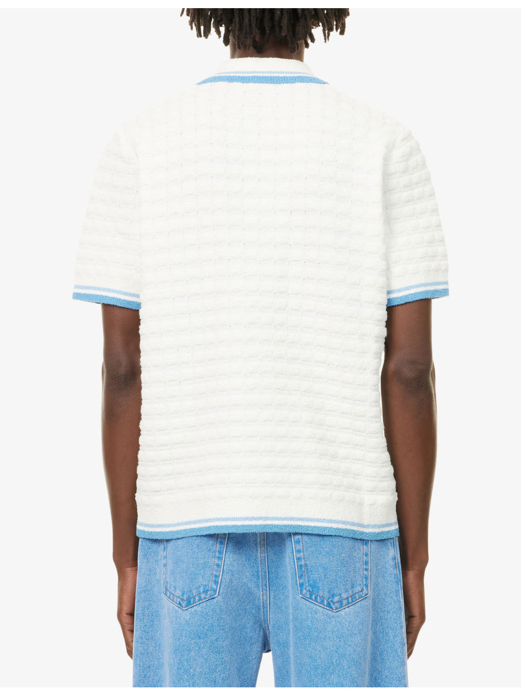 Striped Logo-Patch Cotton-Blend Boucle Polo Shirt - 4
