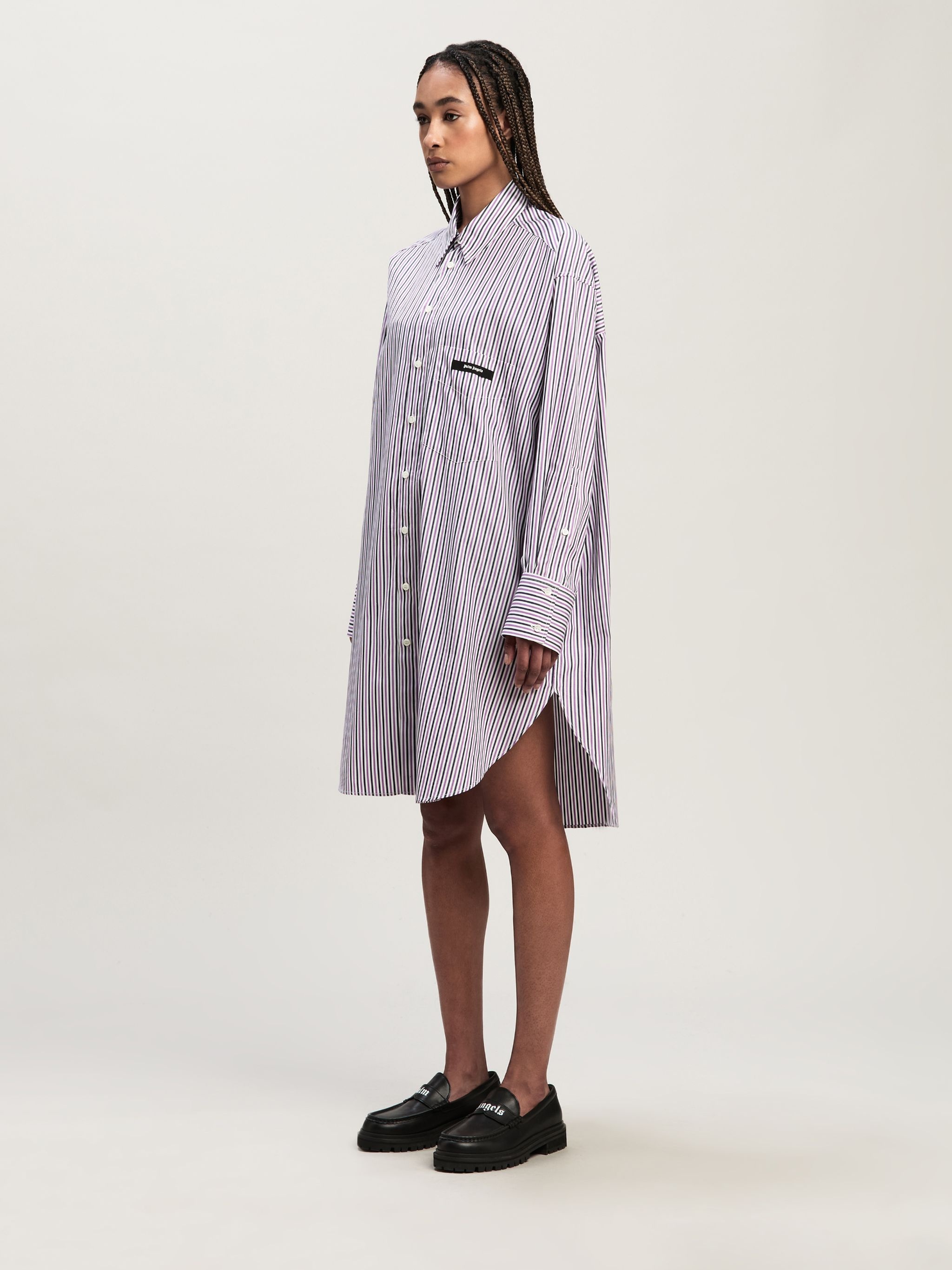 Curved Logo stripe Shirtdress - 4