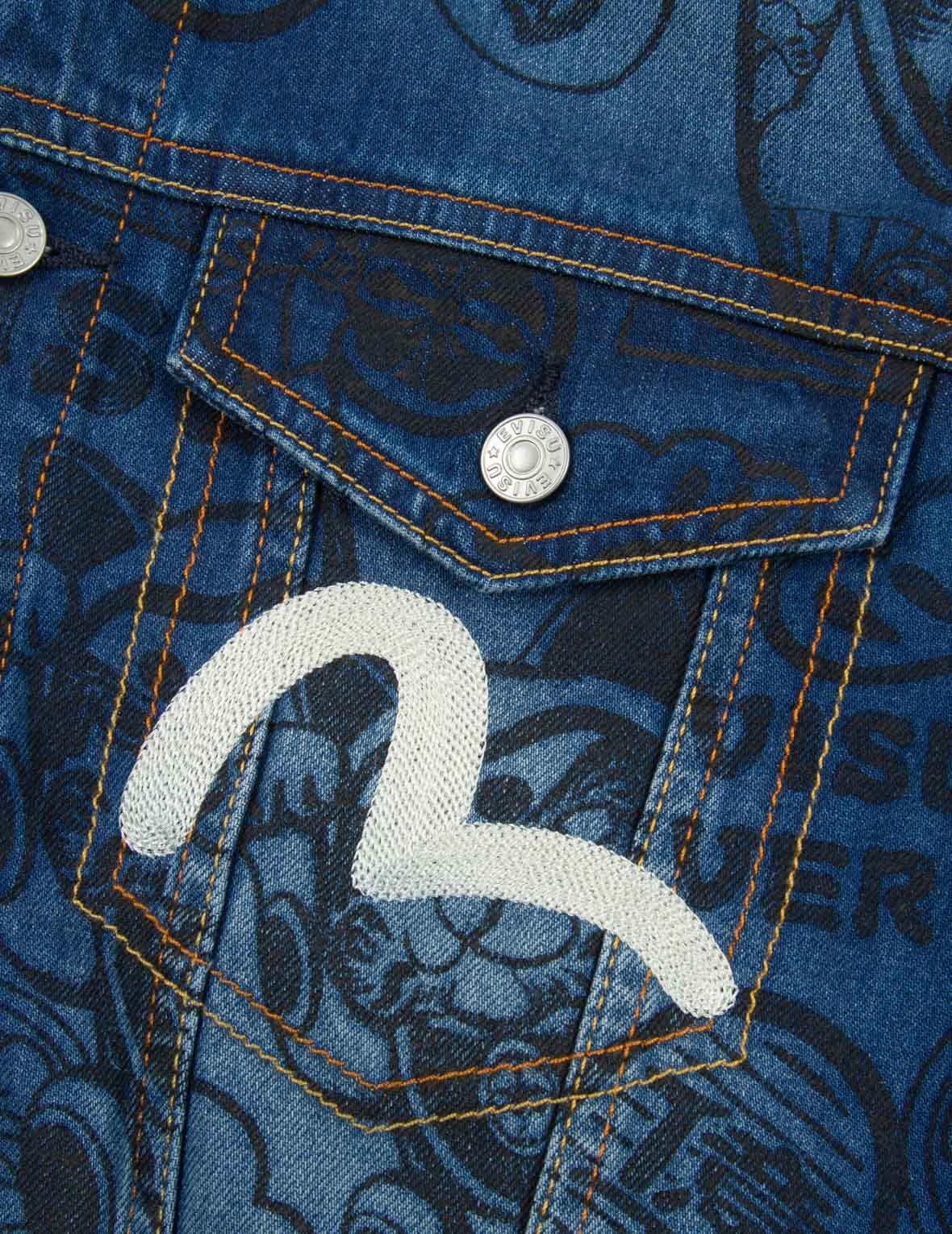 ALLOVER EVISU SQUAD DISCHARGE-PRINT DENIM JACKET - 9