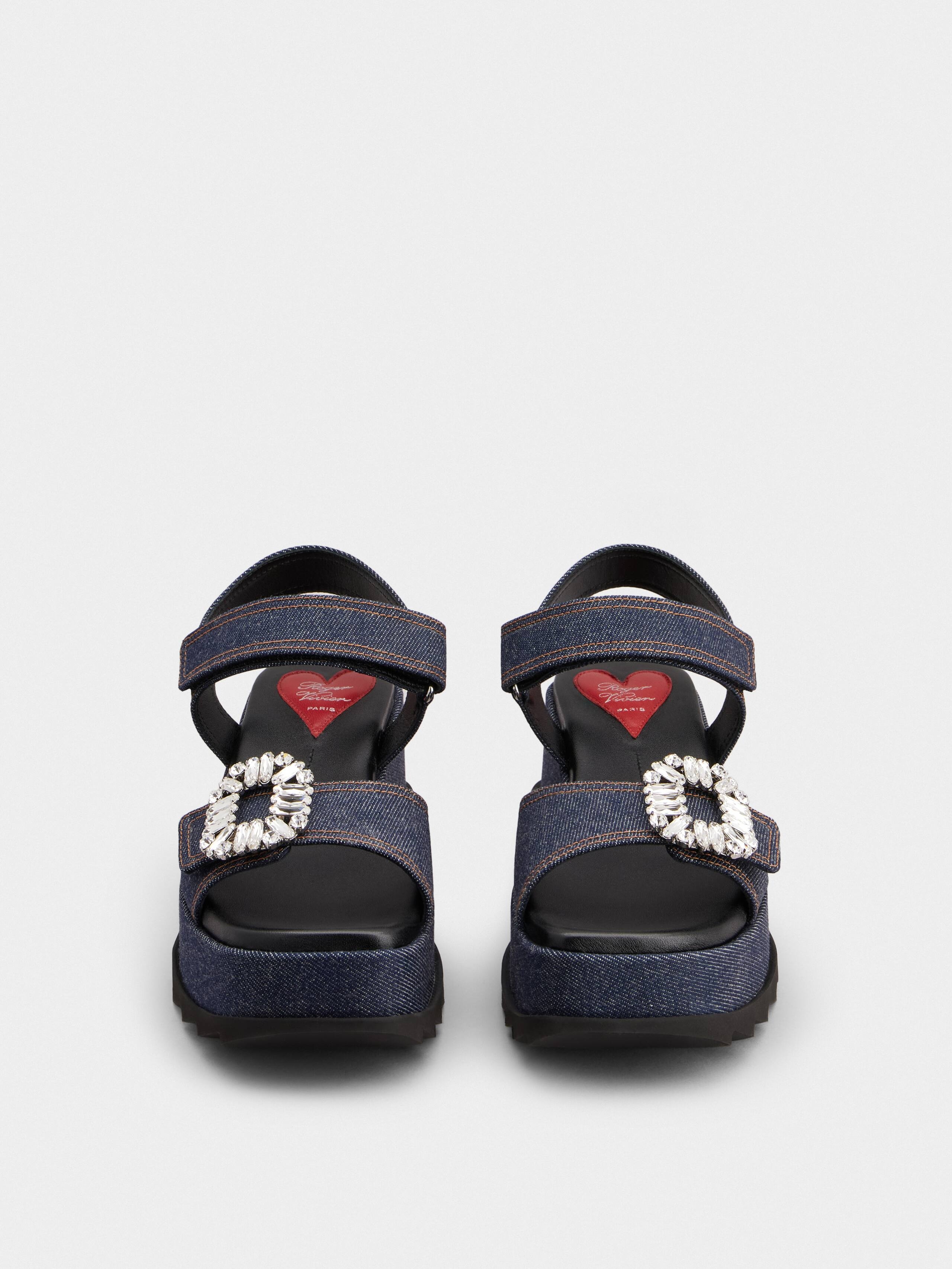 Slidy Viv' Wedge Sandals in denim - 6
