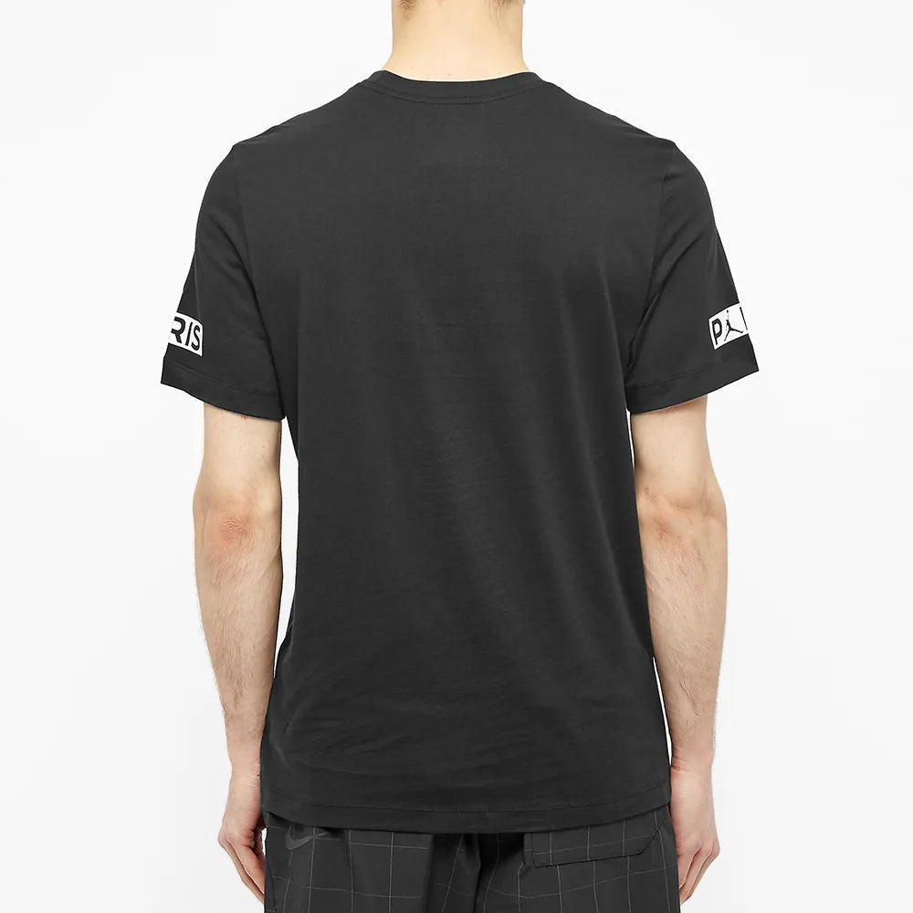 Air Jordan Paris Saint-Germain Logo Tee Printing Short Sleeve US Edition Black BQ8384-010 - 3