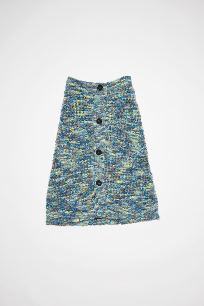 Button down ribbed wool skirt - Blue/multi 1