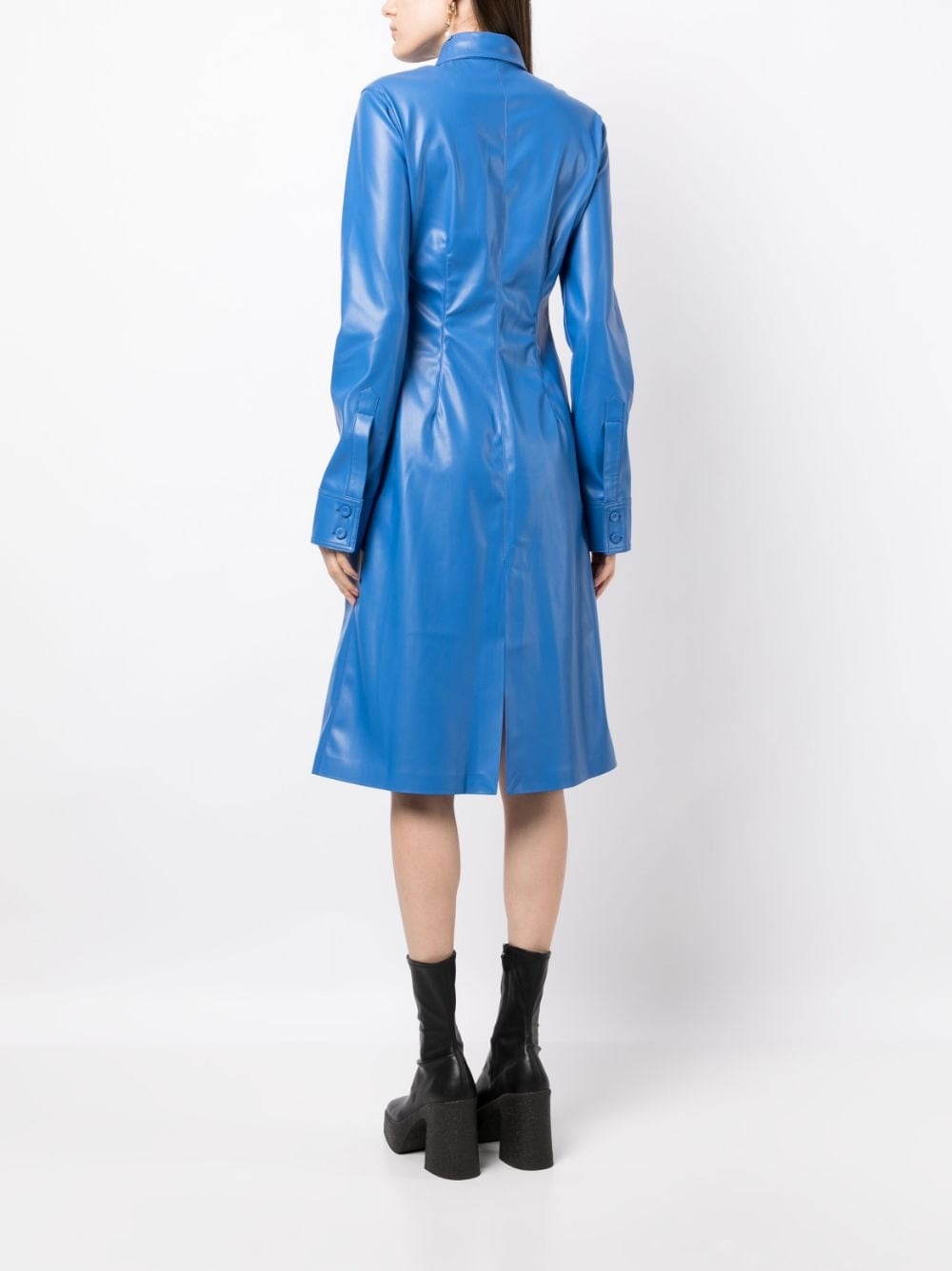 faux-leather long-sleeve dress - 4