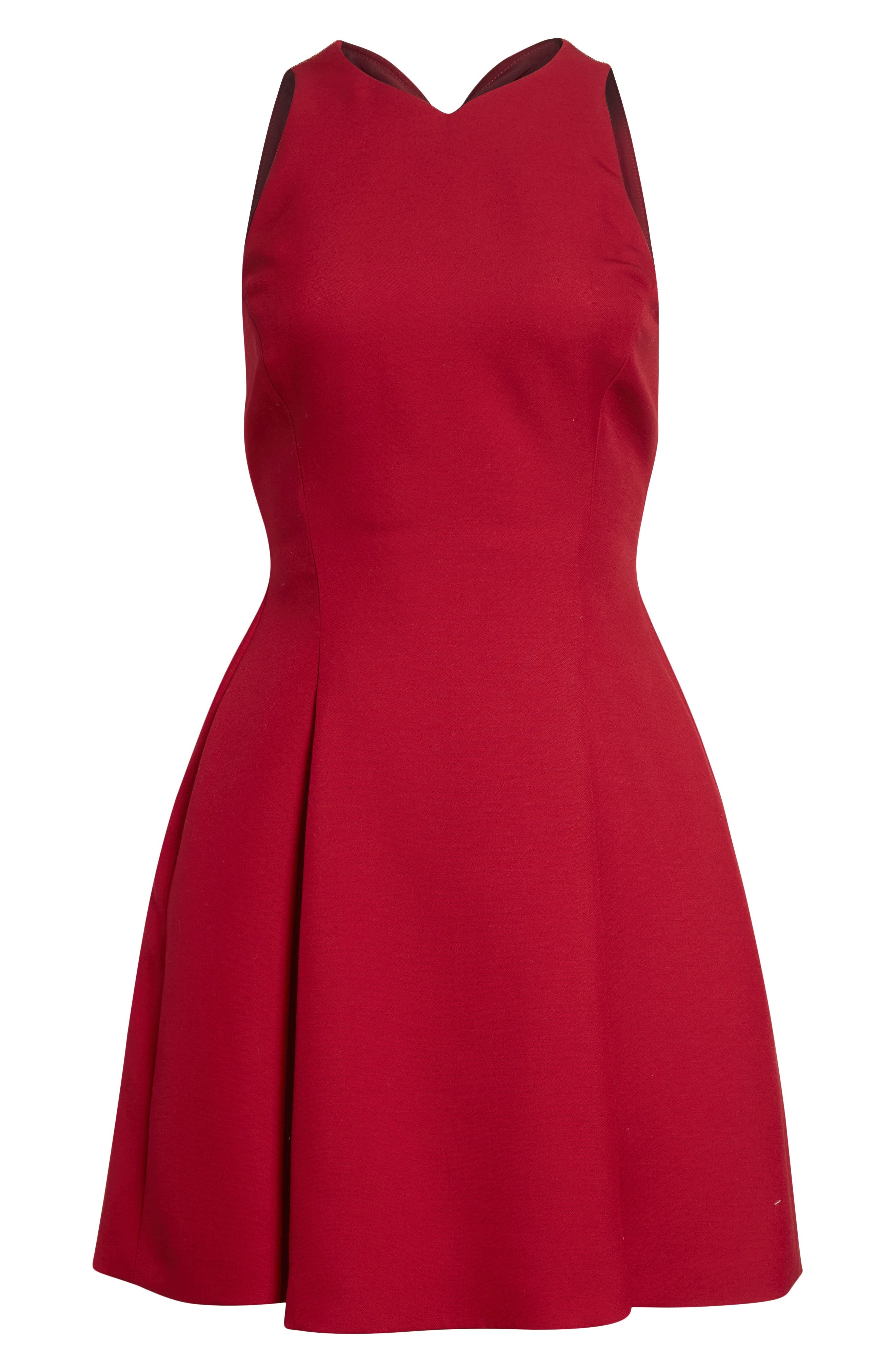 Versace Sculptural Wool Blend Fit & Flare Dress in Parade Red at Nordstrom - 5
