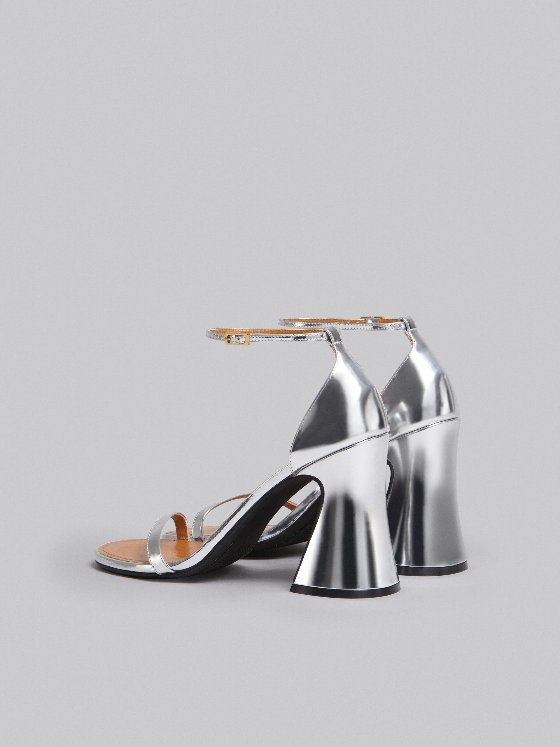 SILVER MIRRORED LEATHER SANDAL - 3