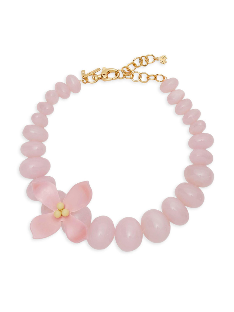 Women's Oleander 14K-Gold-Plated & Acetate Flower Necklace - Blush 1