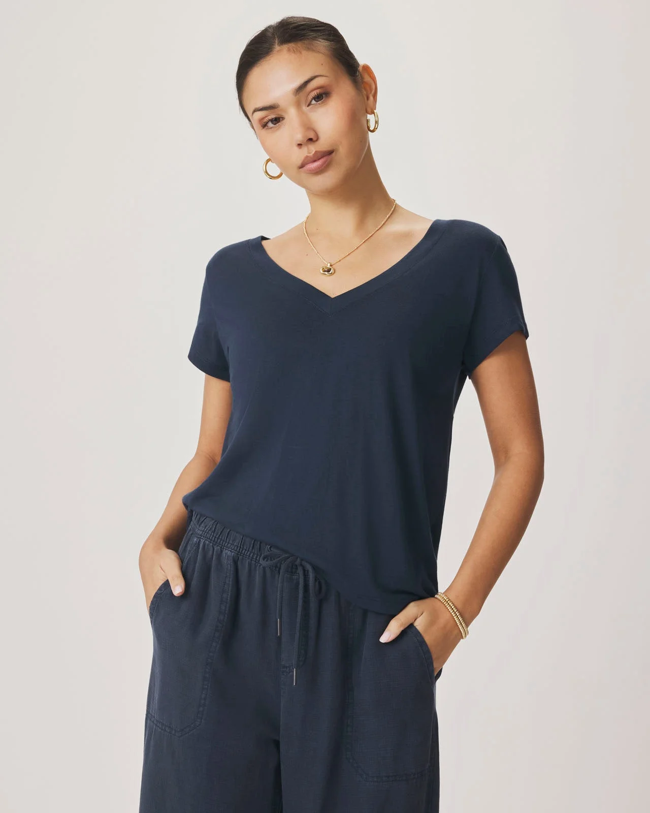 The Lila Climate Beneficial™ Verified Cotton V-Neck Tee - 1