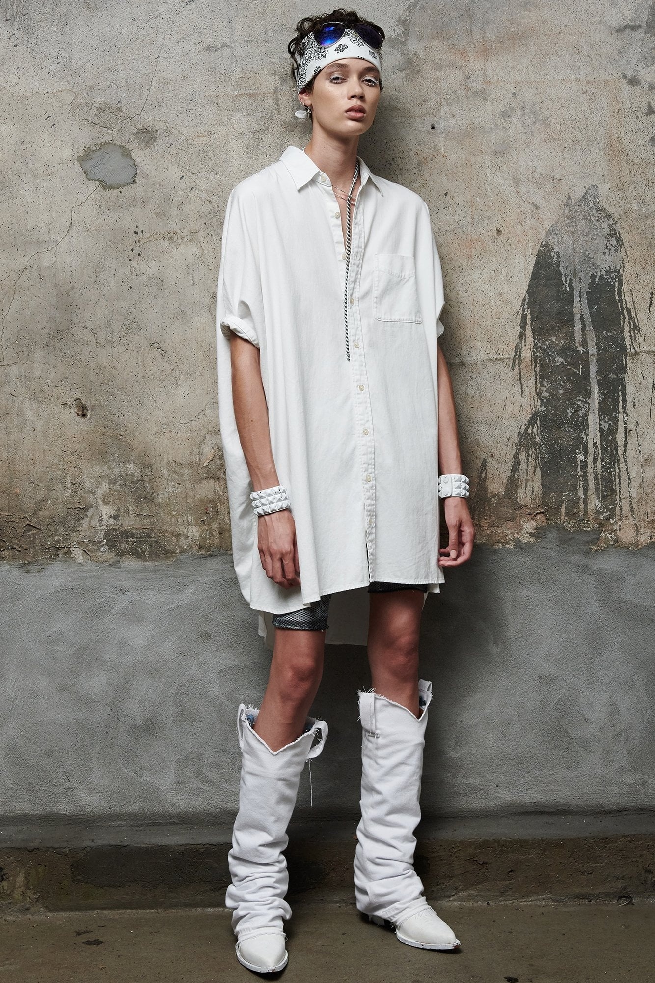 Oversized Boxy Button Up Dress - White | R13 Denim - 2