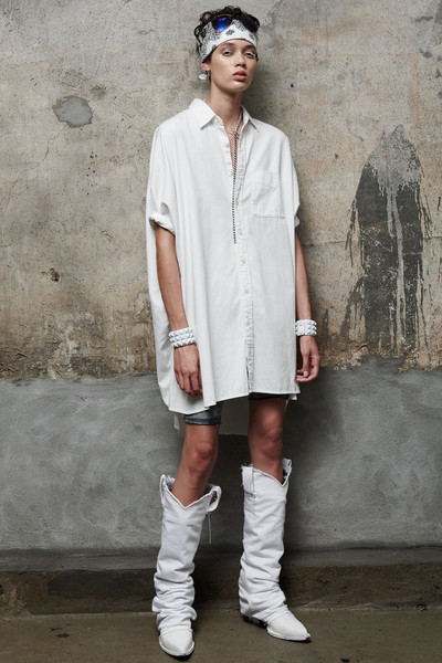 R13 Oversized Boxy Button Up Dress - White | R13 Denim outlook