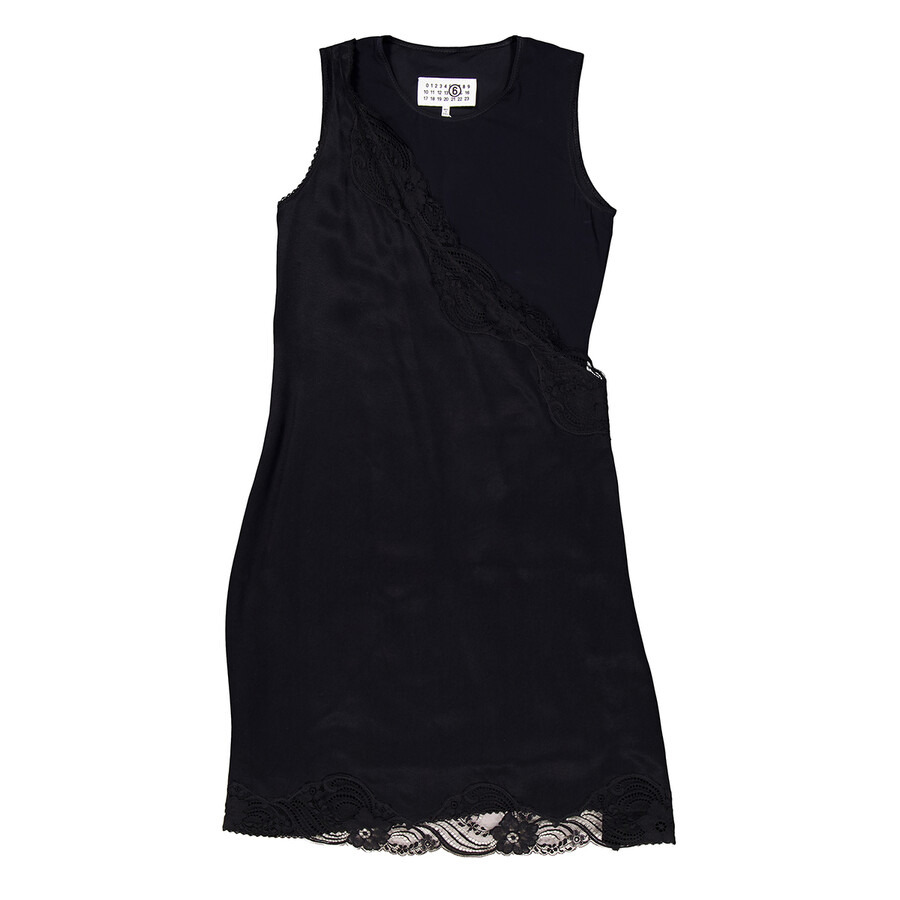 MM6 Black Layered Lace Shift Dress - 5
