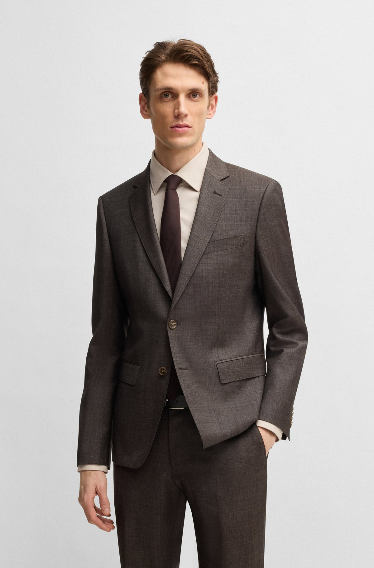 SLIM-FIT SUIT IN MICRO-PATTERNED STRETCH VIRGIN WOOL - 2