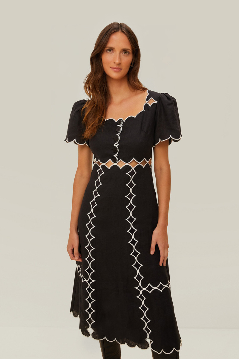 FARM RIO Black Short Sleeve Lenzing™ Ecovero™ Euroflax™ Maxi Dress outlook