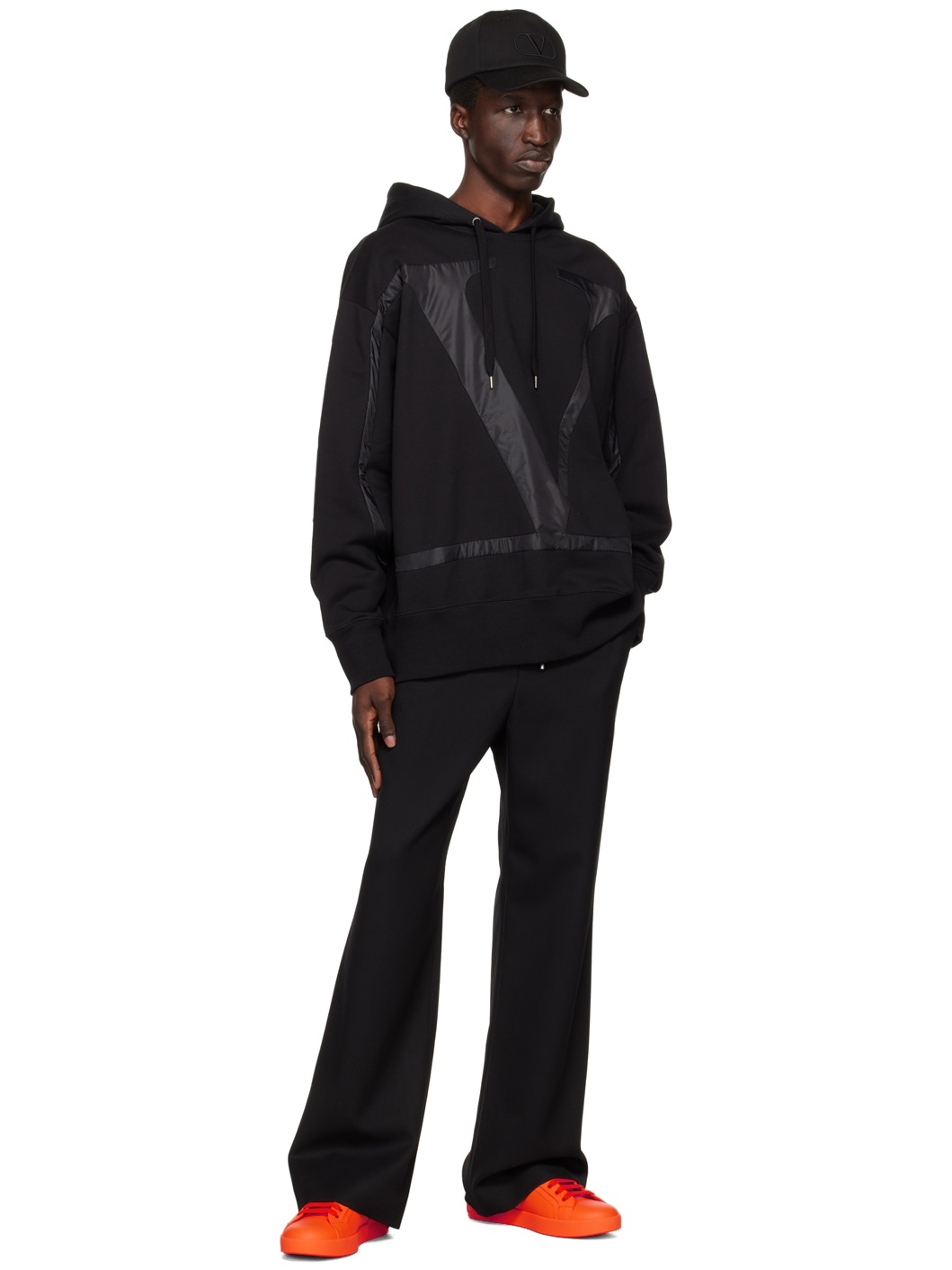 Black Paneled Hoodie - 4