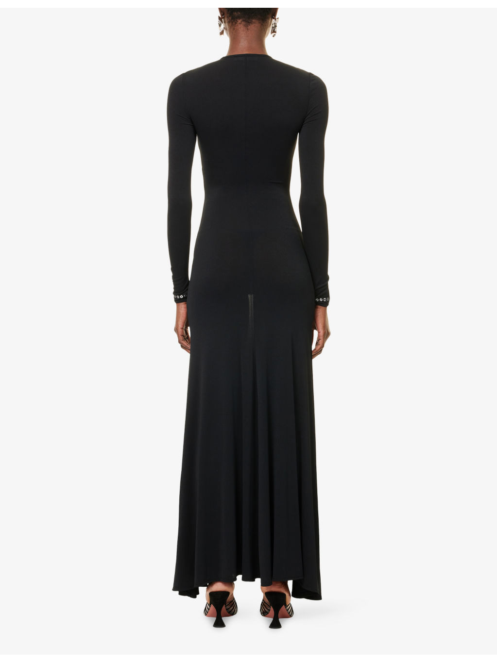 Embellishmed Cut-Out Stretch-Woven Maxi Gown - 4
