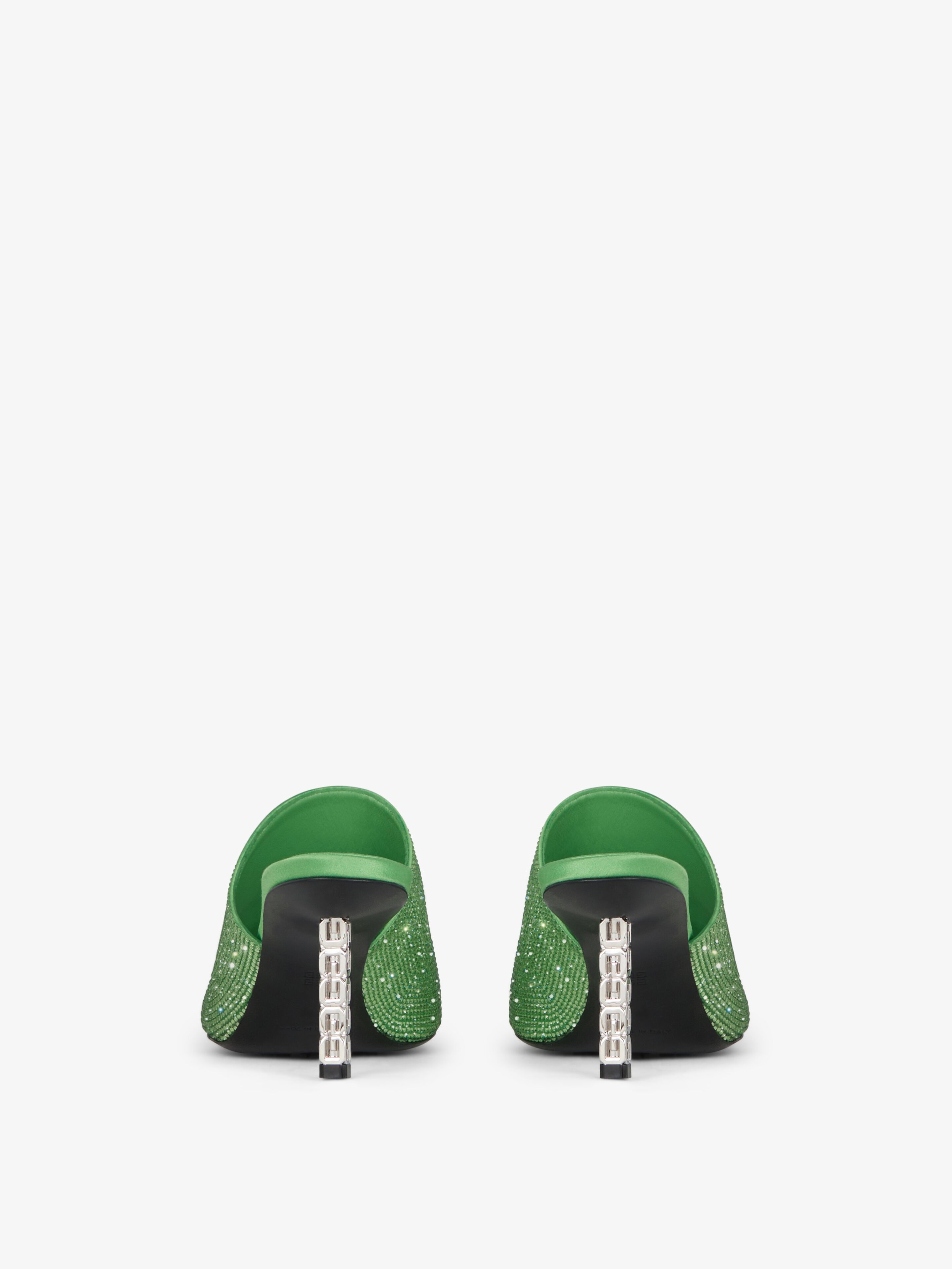 G CUBE MULES IN SATIN WITH STRASS - 7