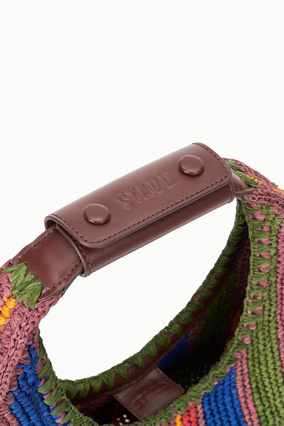 STAUD MOON TOTE BAG JUNGLE STRIPE RAFFIA - 5