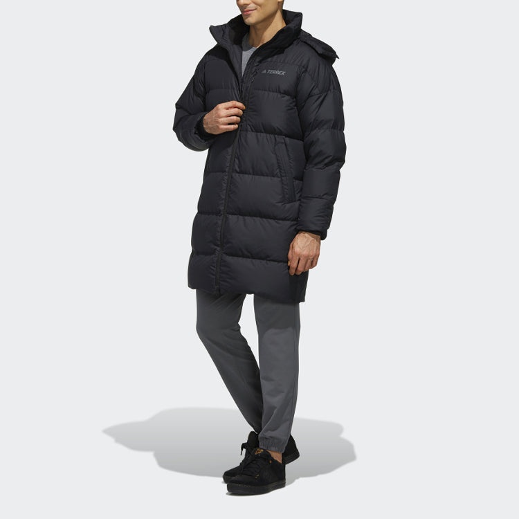 adidas Outdoor protection against cold Stay Warm hooded mid-length Down Jacket Black EH4983 - 5