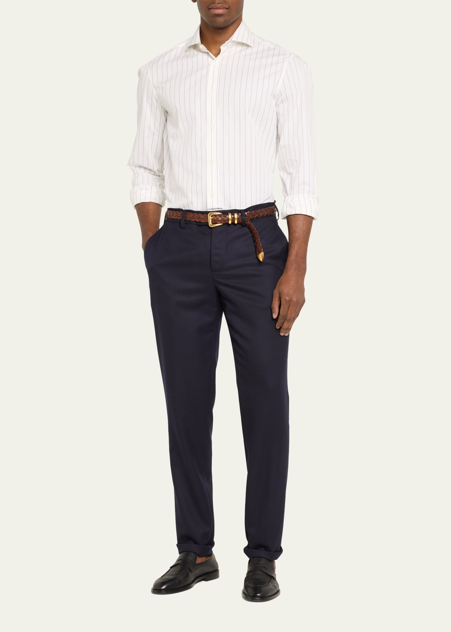 Men's Pinstripe Cotton Sport Shirt - 2