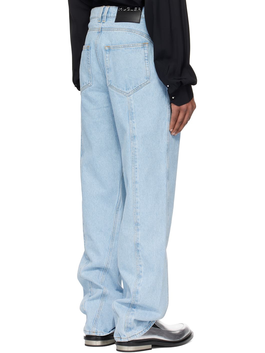 Blue Straight Leg Jeans - 3